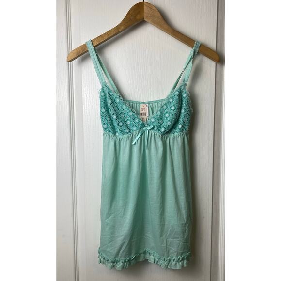 Victoria's Secret Angels Mint Green Cotton Teddy and Matching Panties Size Small - Picture 1 of 8